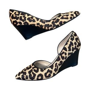 Franco Salto Felice Cheeta Print Fur Texture Wedge Heel Pump
